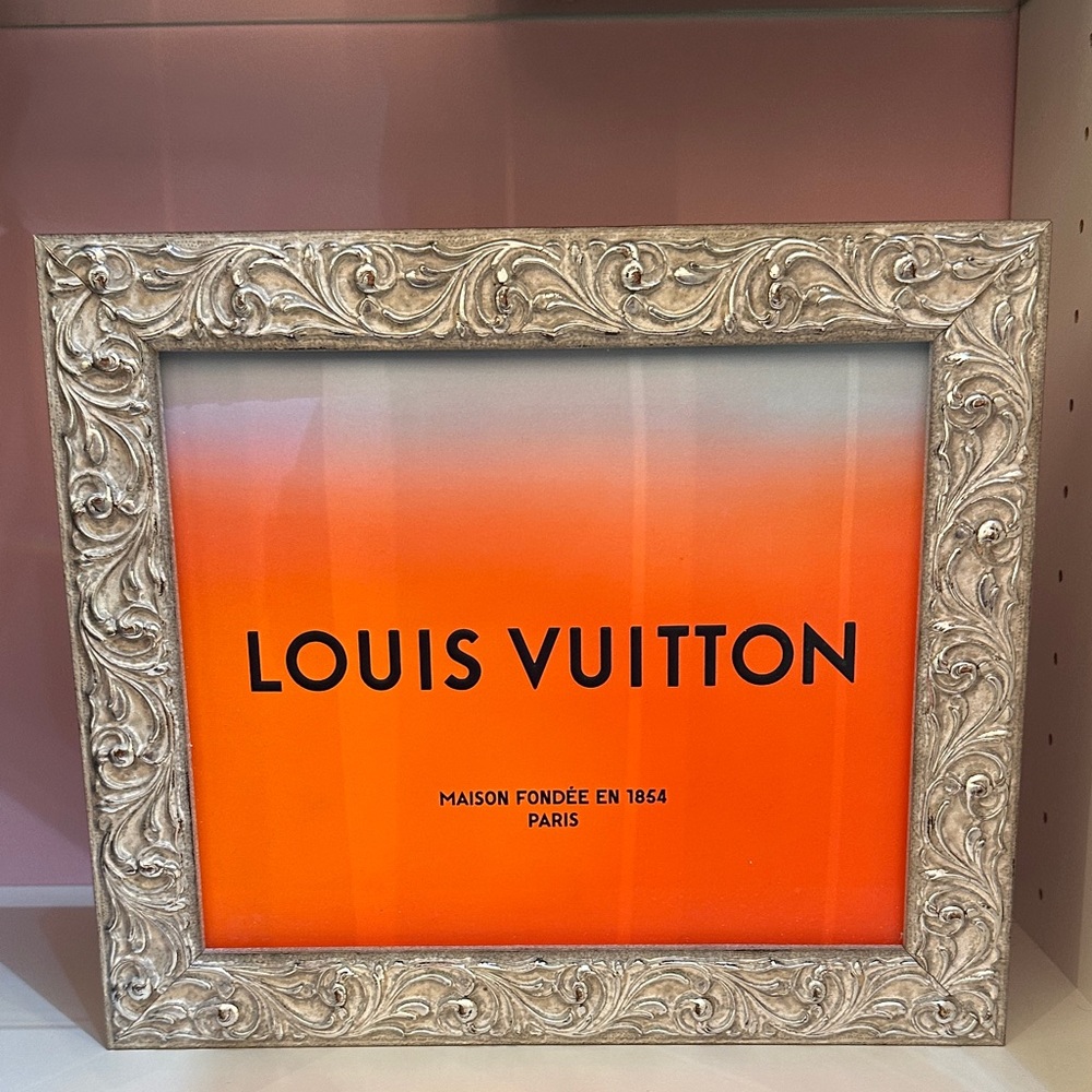 Louis Vuitton Shopping Bag Silver Frame with Vibrant Orange